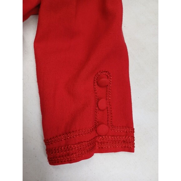 Vtg Red Long Sleeve Dress Midi-Maxi Cottagecore Sz 8 Sarah Elizabeth Pleated - Picture 7 of 9